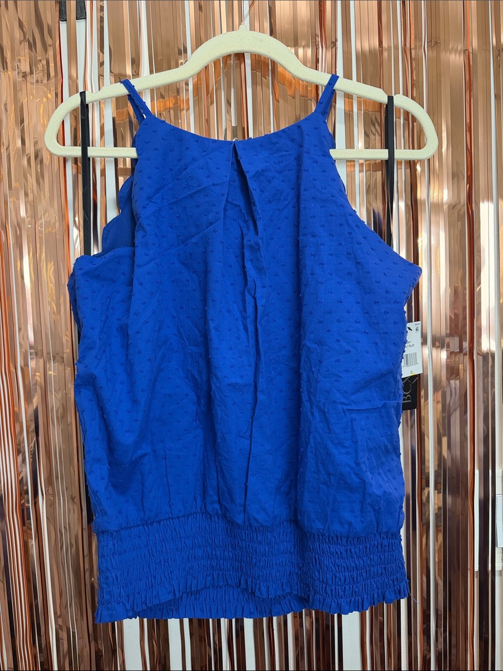 BCX Bright Cobalt Blue Textured Smocked-Hem Camisole